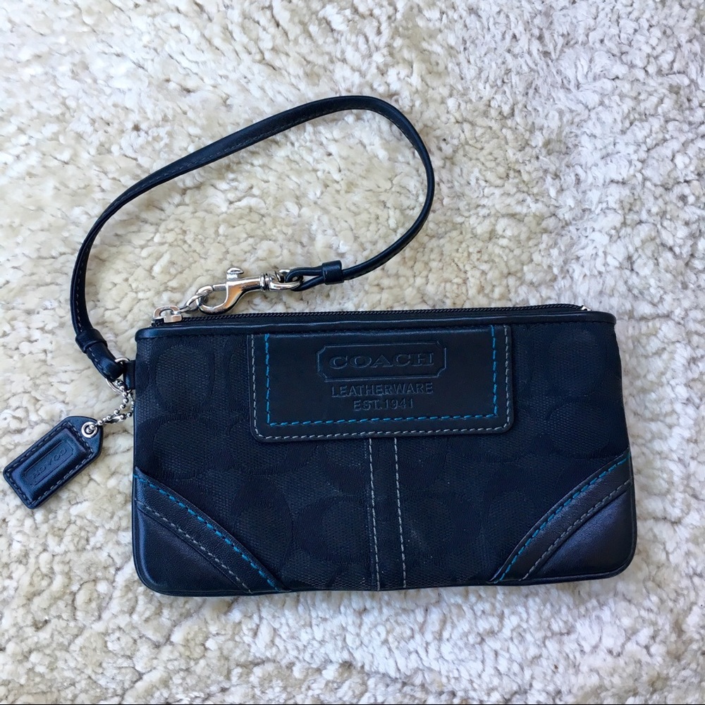 Coach Black & Blue Wristlet
